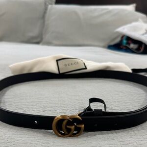 Gucci Black Belt with Gold GG Buckle